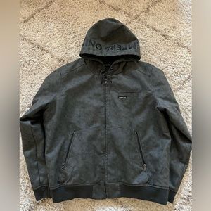 Members Only Men's Faux Suede Hoodie Bomber Jacket